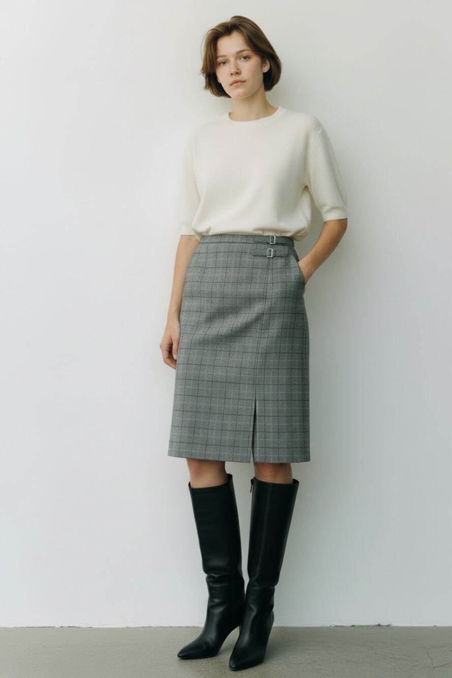 8 P Skirt Pencil Light Academia Preppy-Core Office Vintage 90's Fall Autumn Sage